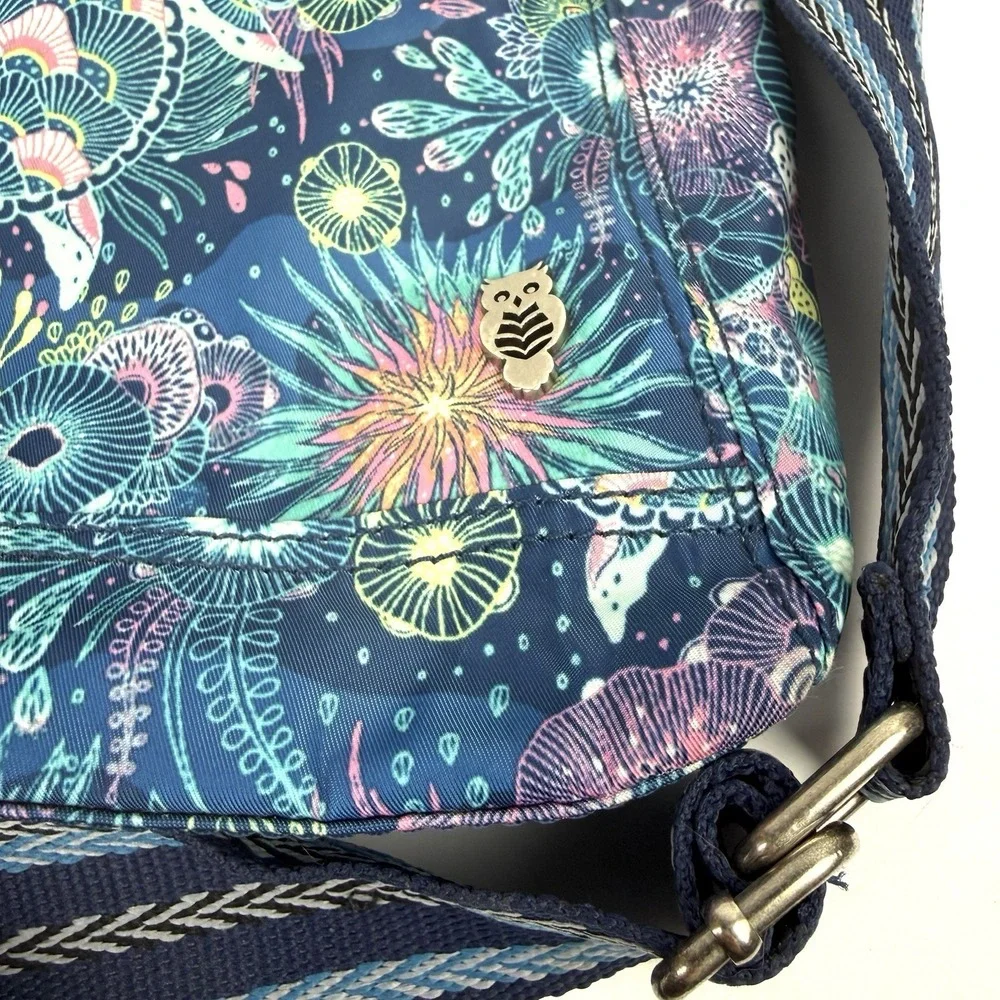 Sakroots Handbag Blue Floral Nylon Guitar Strap Colorful Boho Crossbody Bag Rare